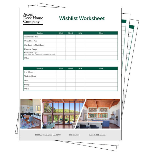 Custom Home Design Wishlist Worksheet for Custom Built Home